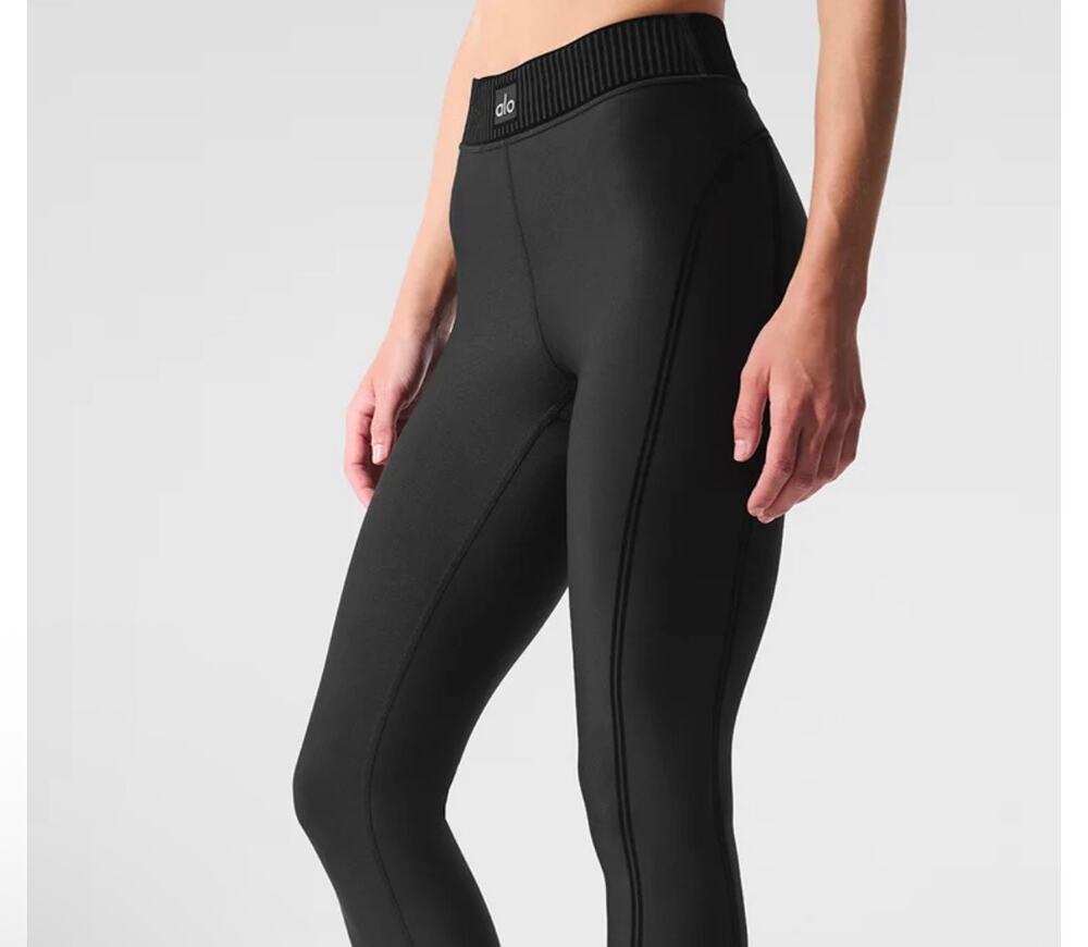 Alo Yoga Airlift High-Waist 7/8 Line Up Leggings – Black – Size Large
